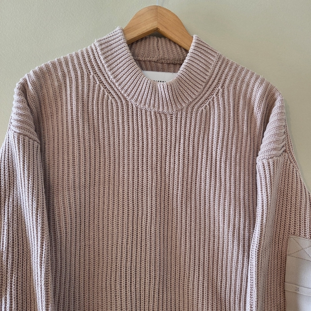 Pistola Taylor Ribbed Cropped Sweater Women's Tabbed Sleeves Blushing Size Large - Picture 4 of 11